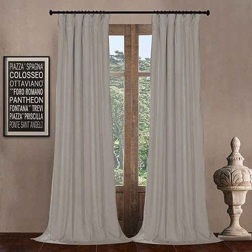 LETAU Pinch Pleated Lined Blackout Curtains 108 inches Long, Luxury Velvet Weighted Thermal Window Curtains Panels Drapes, 84" W x 108" L, Set of 2, Reflection Grey