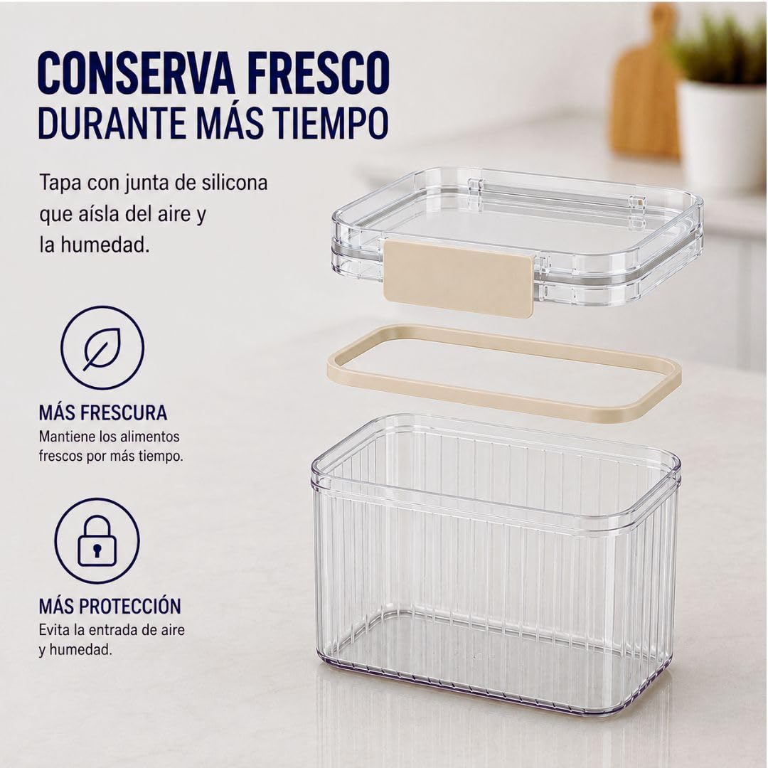 Lot de 7 boîtes de rangement hermétiques avec joint en silicone et design décoratif transparent empilable