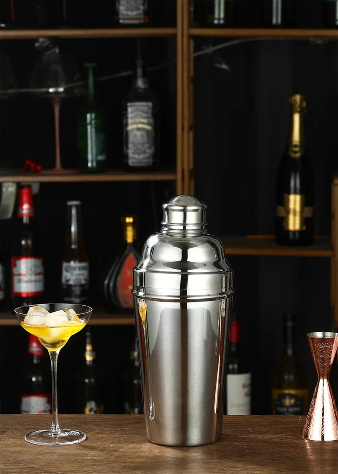 Shakers à Cocktails Shaker Extra Large 61oz-1,8l-304 en Acier Inoxydable, mélangeur à Cocktail, Style vin, Accessoire d'outils de Bar de fête Cocktail Shaker Kit(Gunmetal Black)