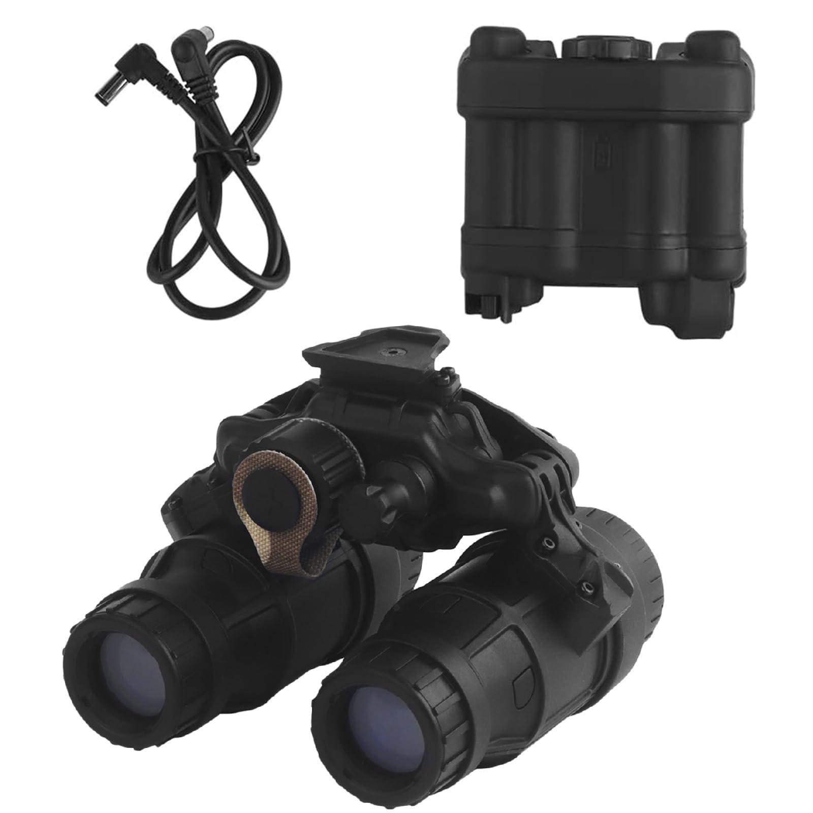 Tactical Night Vision Dummy Model with Battery Pack Model, Flip-Up Binocular NVG Adjustable Lens Spacing, Helmet Accessory Black