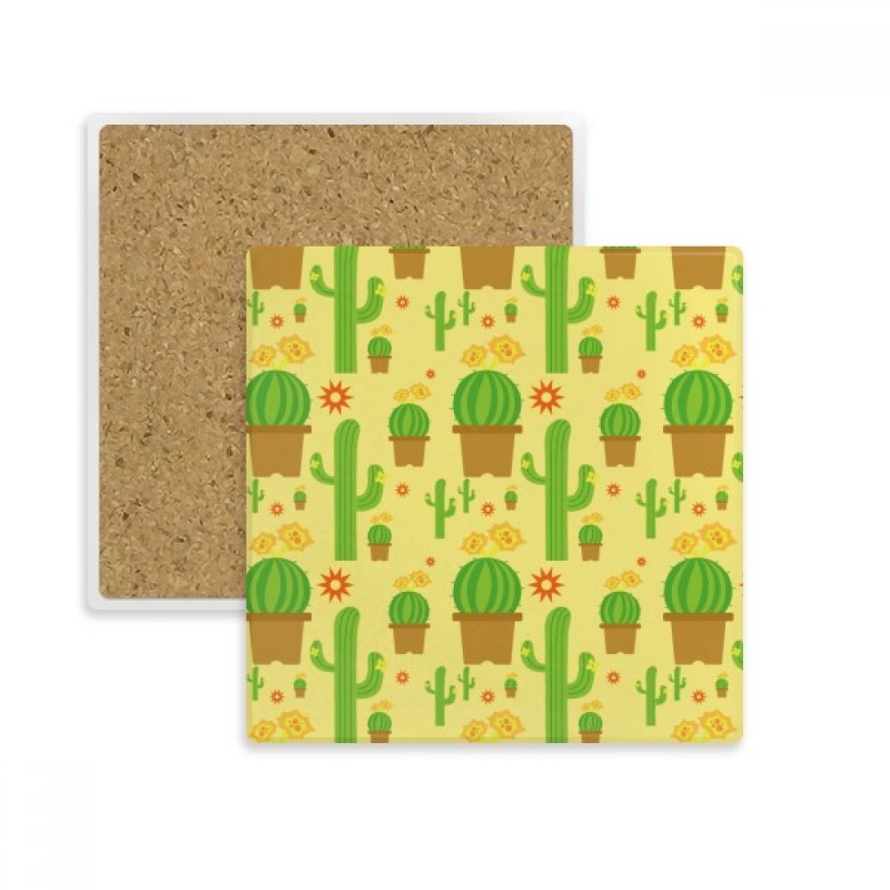 Dessous de verre absorbant contre les taches de tasse avec ce coaster pierre cactus
