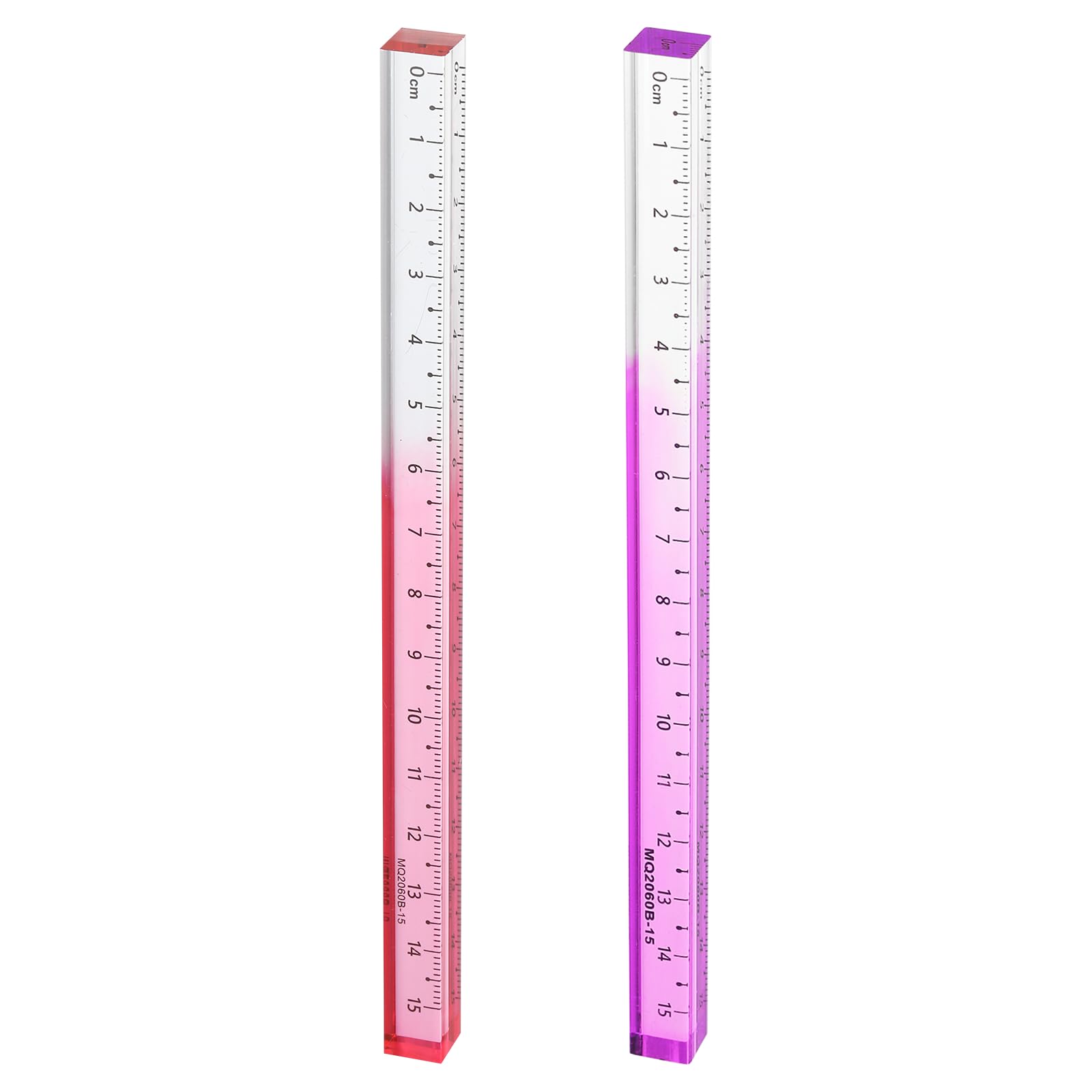sourcing map 2pcs Acrylic Clear Straight Rulers 15/15cm Metric Transparent Gradient Three-Dimensional Plastic Ruler Square Cube Measuring Tool for Office, Pink/Purple
