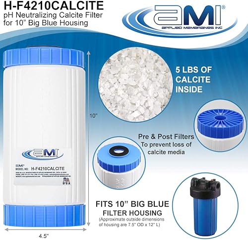 Miniatura 2 de APPLIED MEMBRANES INC Cartucho de filtro de agua de neutralización de pH  Filtro de calcita para aumentar la alcalinidad del agua de pH bajo  Tamaño