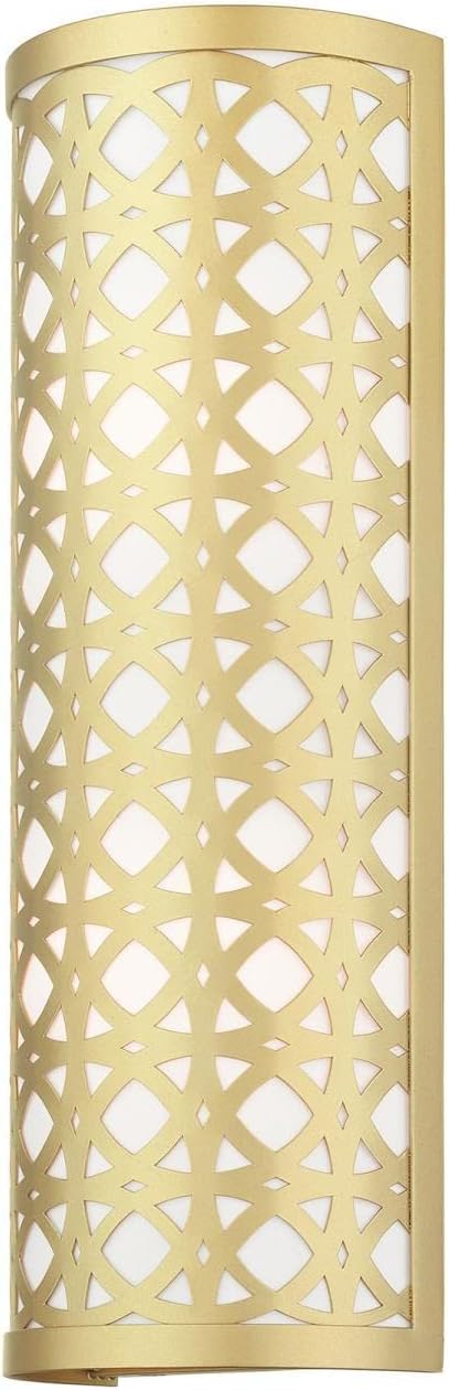 Soft Gold Steel Cylinder Wall Mount Sconce with Latticework