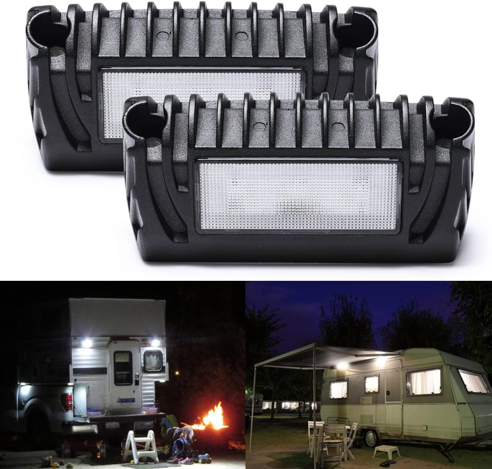 MICTUNING RV Exterior LED Porch Utility Light 2Pack 12V 750 Lumen Awning Lights Replacement