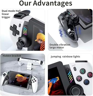 M28 Retro Handheld Gaming Console, 7.1 Inch Screen, 21000 Pre-loaded Games, 128GB Storage, Dual Hall Linear Trigger, Double Vibration, Grey, 12 Years and Up