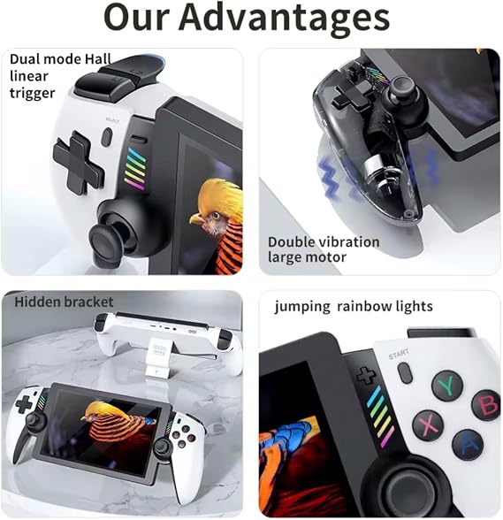 M28 Retro Handheld Gaming Console, 7.1 Inch Screen, 21000 Pre-loaded Games, 128GB Storage, Dual Hall Linear Trigger, Double Vibration, Grey, 12 Years and Up