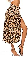 Vista 2 de Newchoice Women's Boho Leopard Skirt High Low Split Summer Beach Midi Wrap Skirts