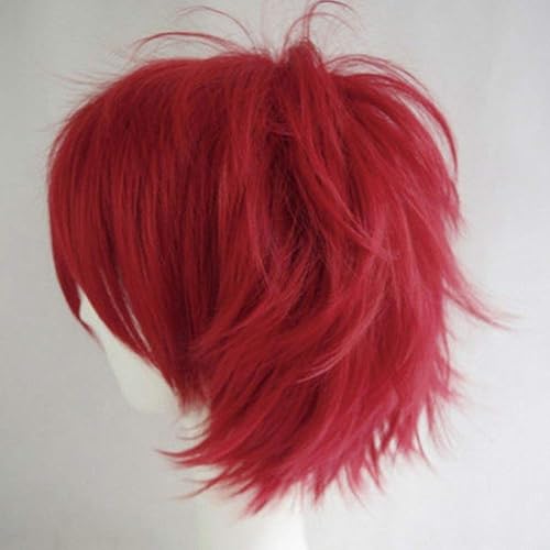 Miniatura 2 de Pelucas de pelo sintético lacio, corto y esponjoso. Para fiestas de cosplay, anime peluca con pelo despeinado y puntiagudo, para hombre y mujer
