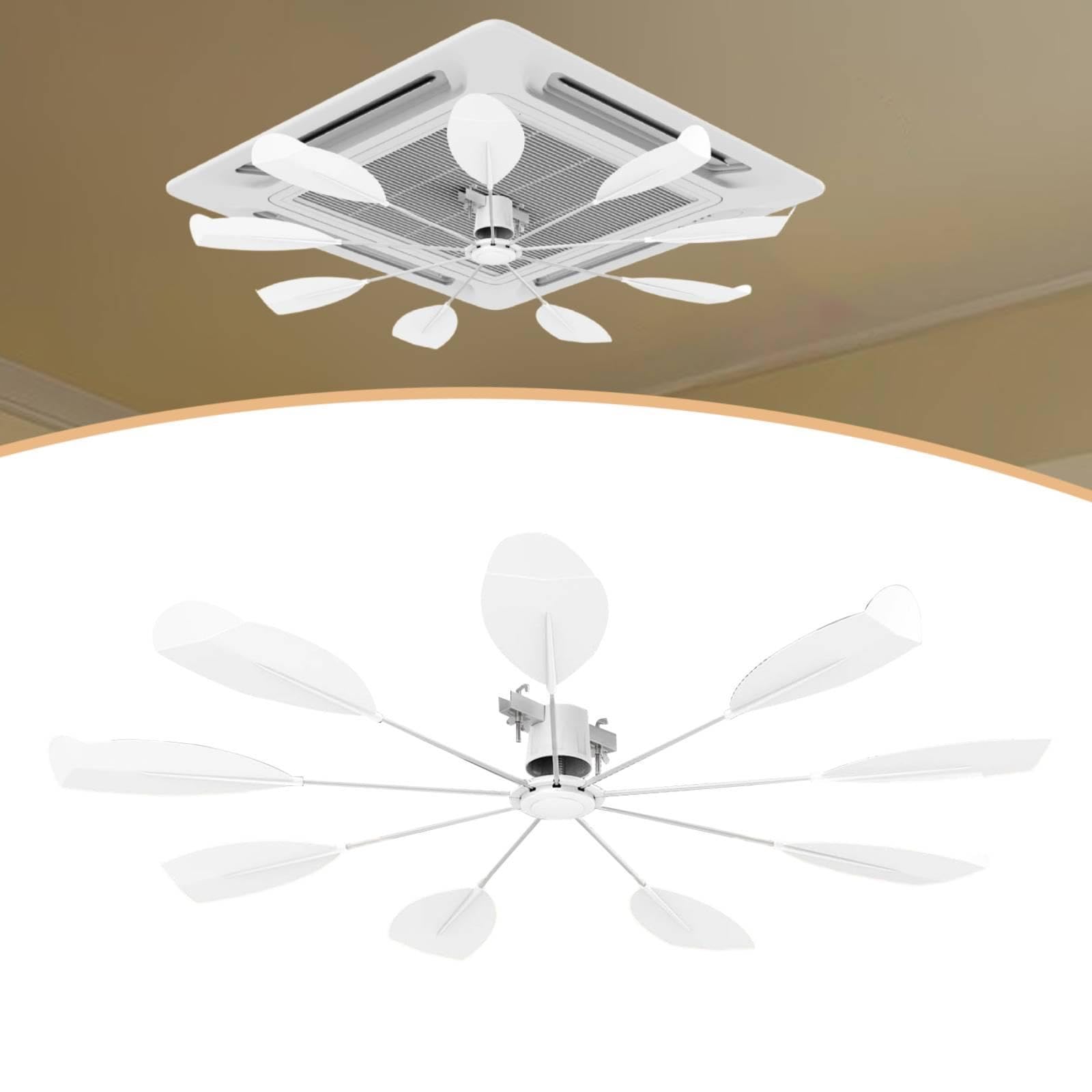 Deflettore di Ventilazione a Soffitto per Sistemi di Climatizzazione Centralizzati, Accessori per La Climatizzazione, Ventilatore Direzionale Riutiliz, Lama bianca a 9 punte