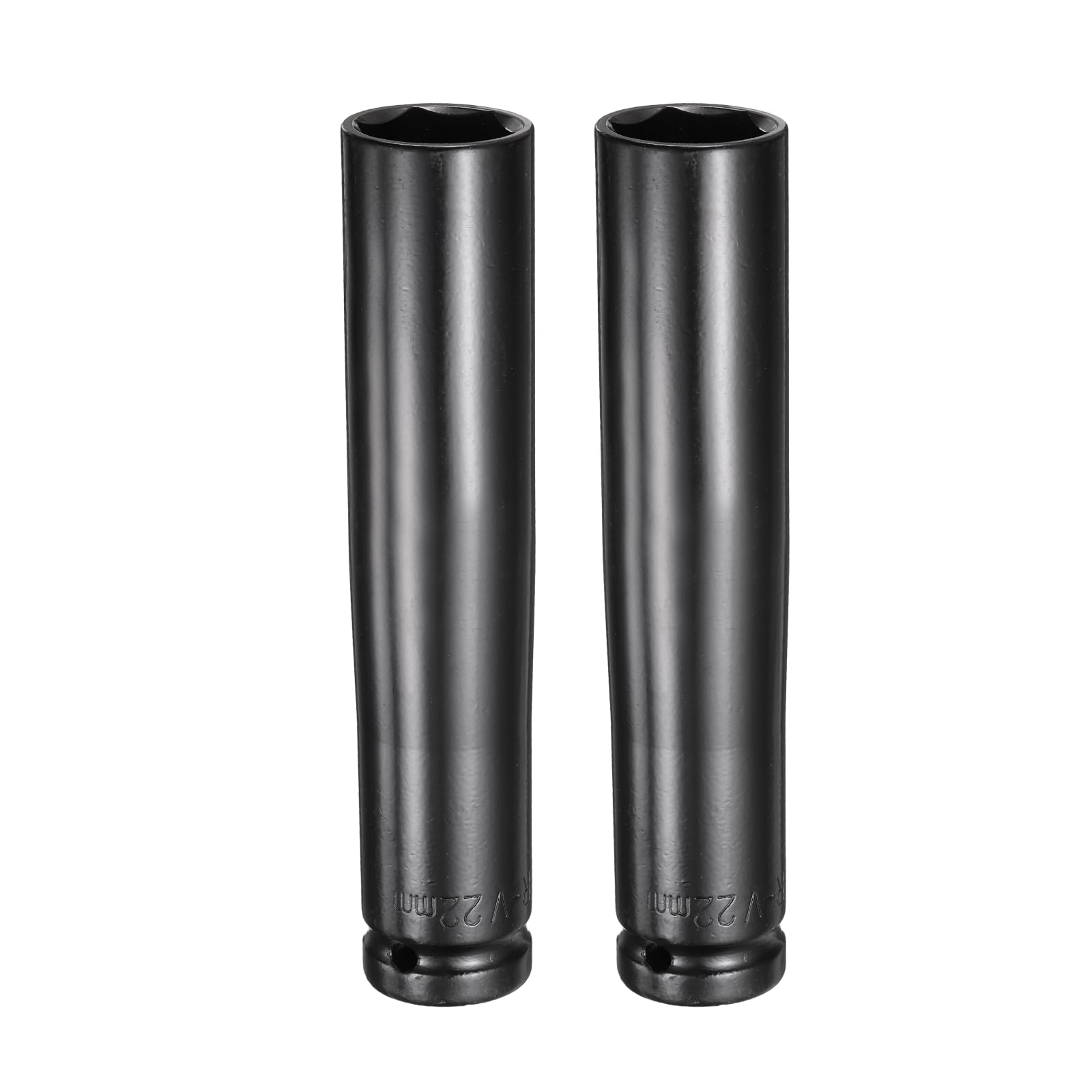 sourcing map 2pcs 6-Point Deep Impact Socket 1/2" Drive 22mm Metric Socket 6" (150mm) Extra Long Heat-Treated 45# Steel for Home Auto Spindle Axle Hex Nuts Bolts Repair, Black — image 1