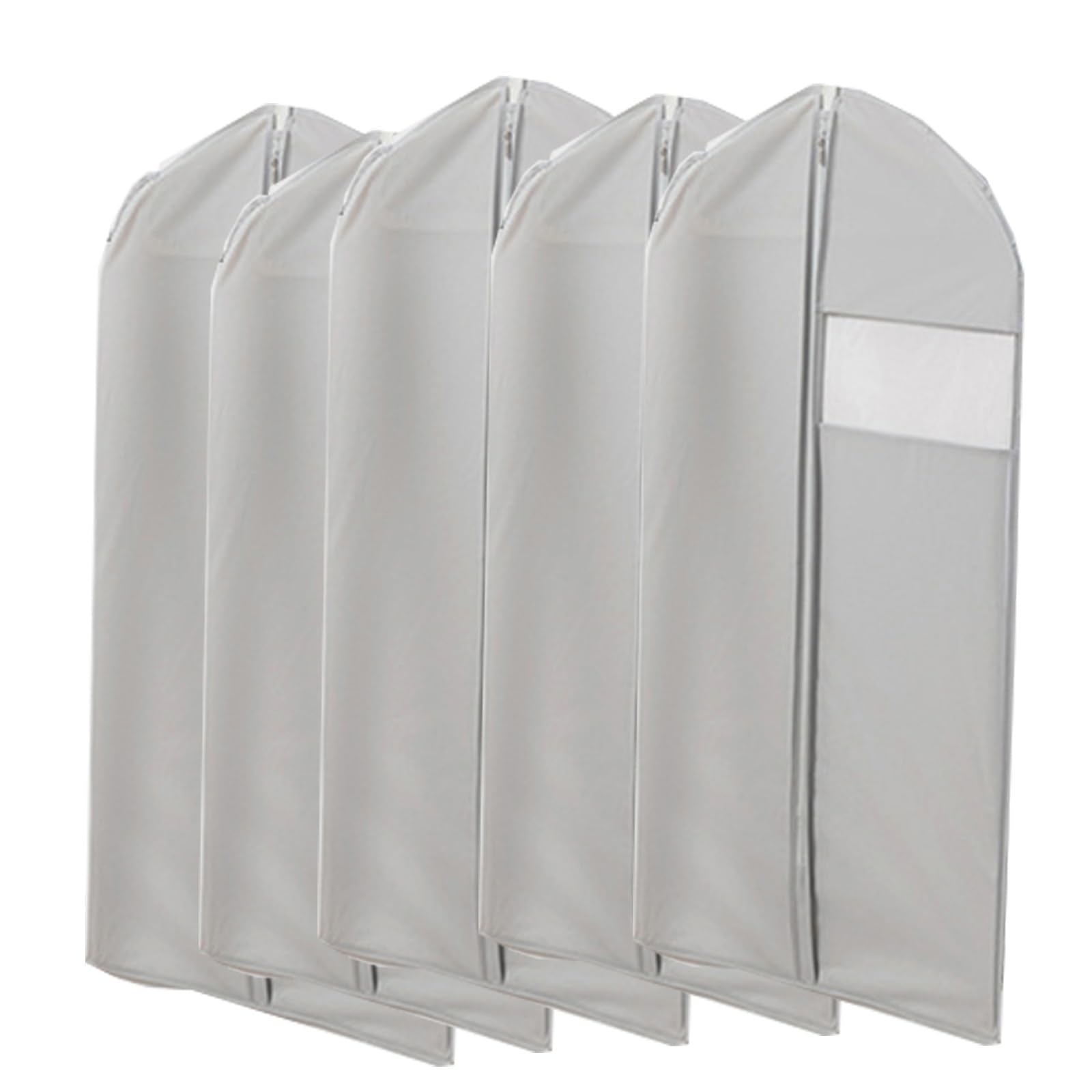 Paquete de 5 Fundas Ropa con Cremallera y Ventana Transparente, Funda Abrigos para Colgar, para Trajes, Abrigos, Vestidos(Gray,60 * 130CM/24 * 51IN)