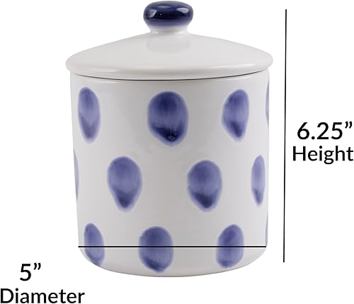 Miniatura 2 de Vietri viva Santorini Dot - Recipiente pequeño de cerámica de loza blanca, recipiente de cocina