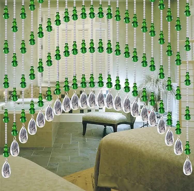 Rekelola Hanging Glass Door Beads Beaded Curtains Valance SelfAdhesive for Doorways