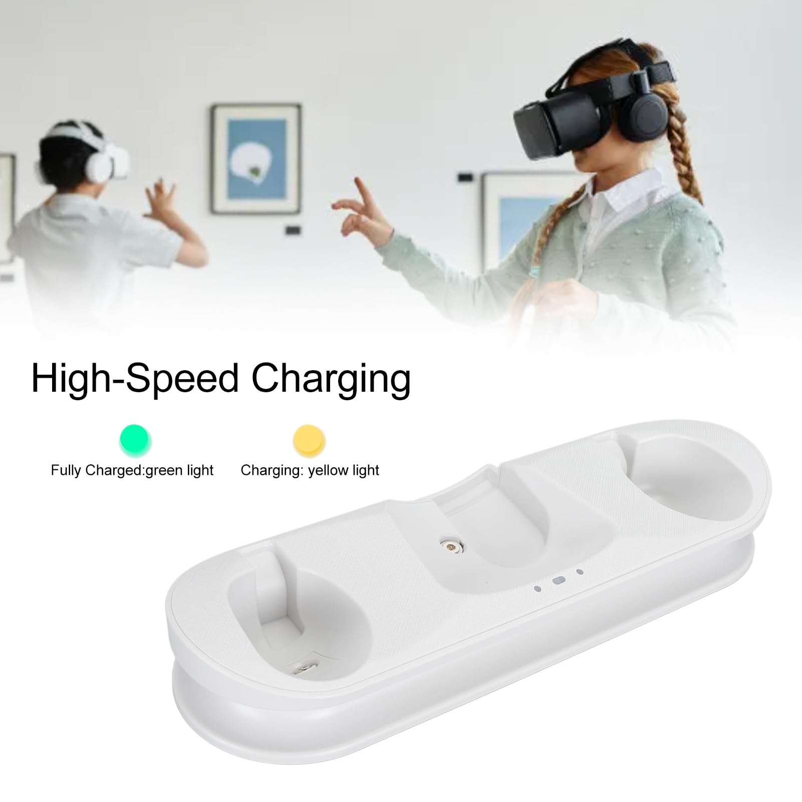 Acouto Estación de Carga VR para 2 para Meta 2 Base de Carga Indicador LED Admite Magnética Simultánea Auriculares El Controlador Táctil Es para Cargar a los Jugadores