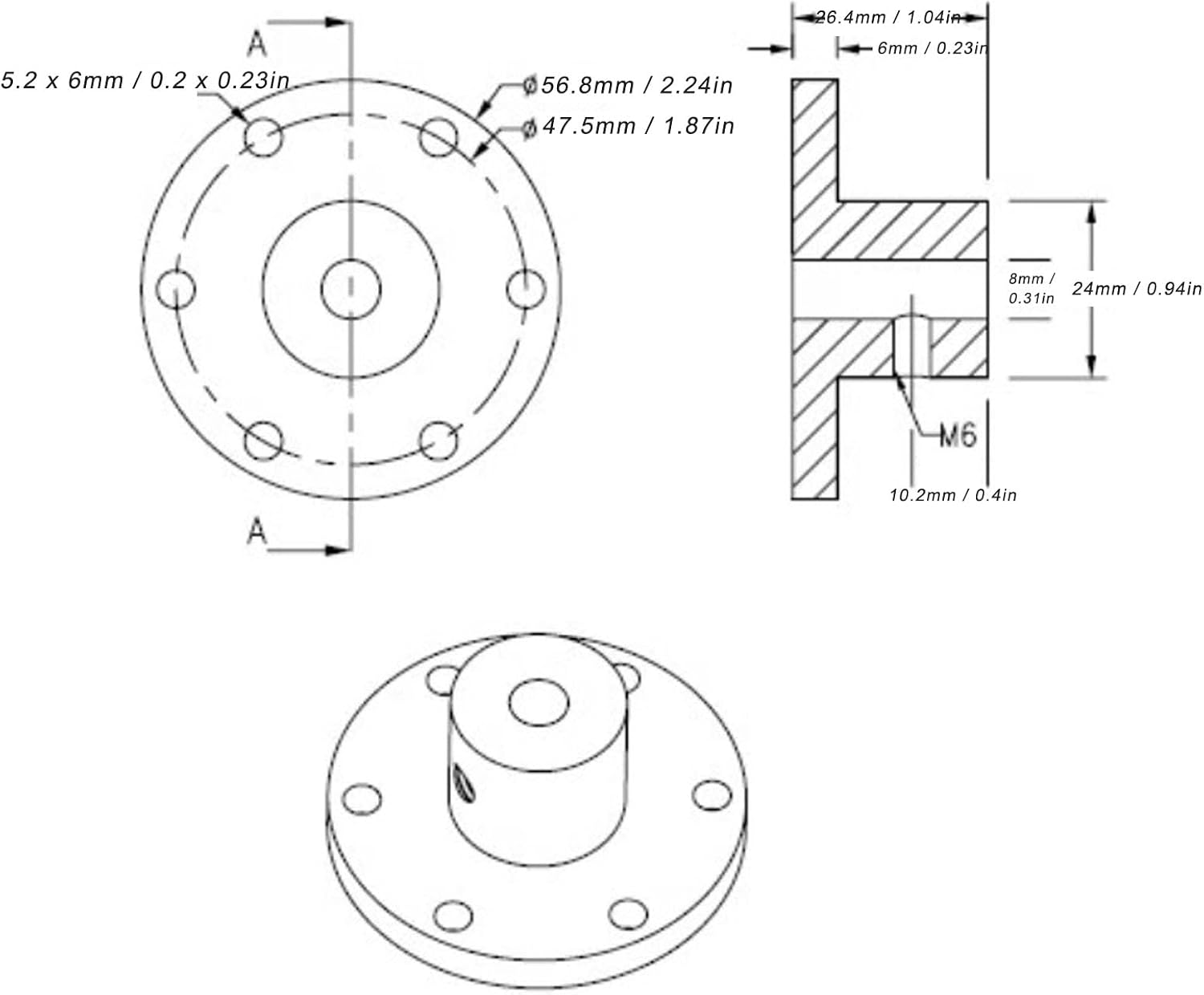 8mm Flange Shaft Coupling Connector,Universal Aluminum Mounting Hub Flange Shaft Coupling Motor for DIY RC Model Motor