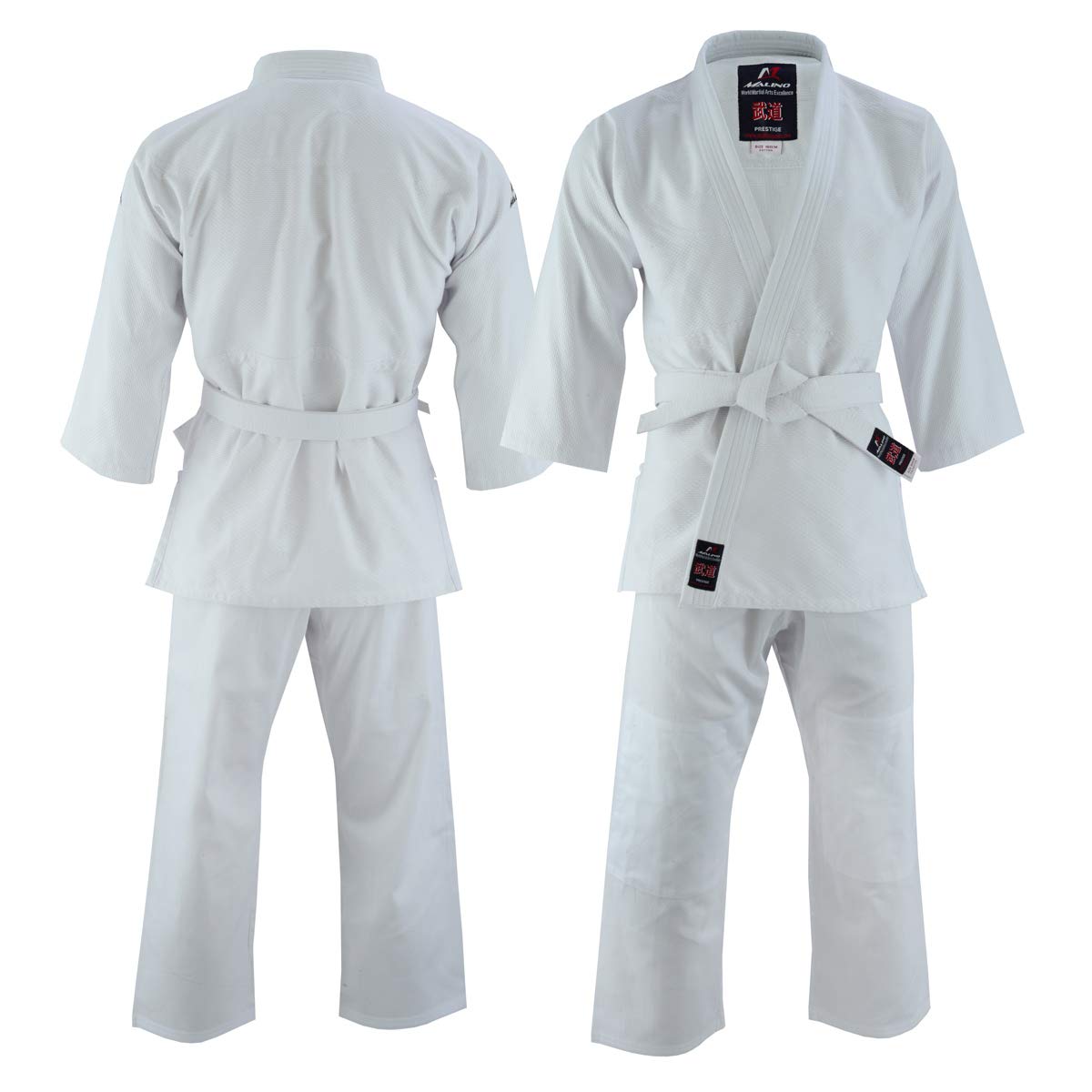 Malino Uniforme de Estudiante Judo-gi Traje Peso Medio para Adultos con cinturón algodón 450Gsm Blanco tamaño 4/170