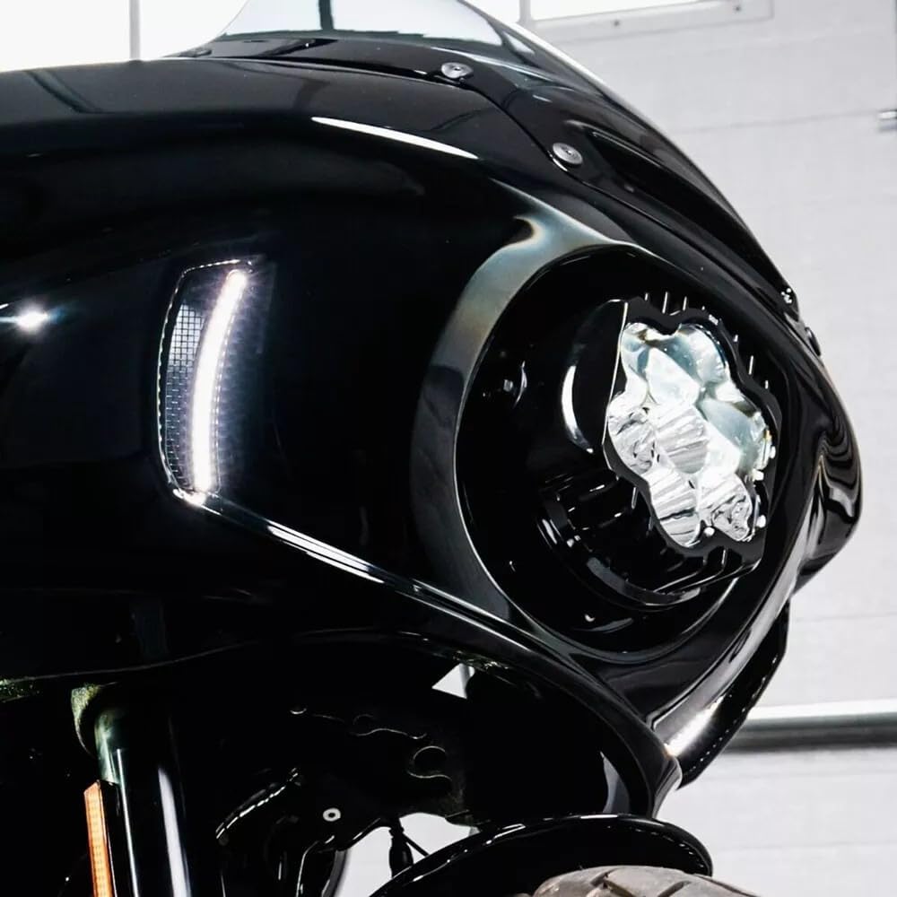 Motorcycle Front Side Fairing LED Turn Signal Vent Lights Plug & Play Black Mesh Turn Signal Light Lamp Fits for Harley Softail Low Rider ST FXLRST 2022-2024 Fits for Low Rider El Diablo FXRST 2022