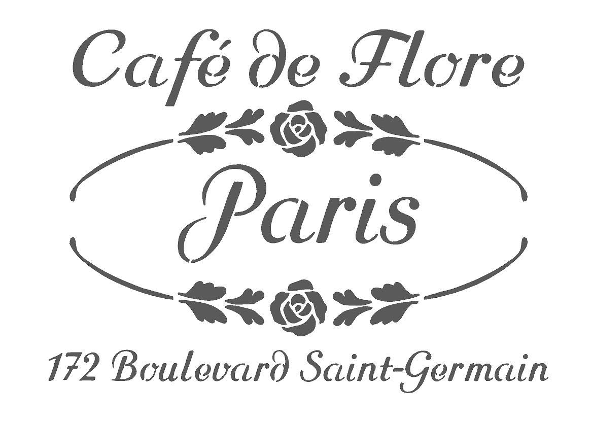 Pochoir Cafe de Flore en mylar A4 et A3 réutilisable pour décoration