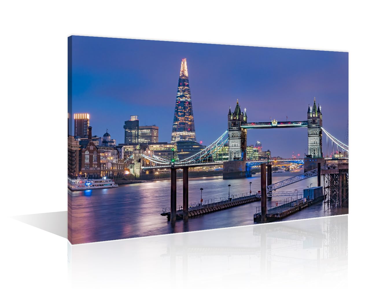 London Tower Bridge and the Shard on Thames River in England Home Decor Posters and Prints Wall Art for Living Room 1 Pieces Pictures Wall Decor Stretched and Framed Ready to Hang (16" Wx24 H)
