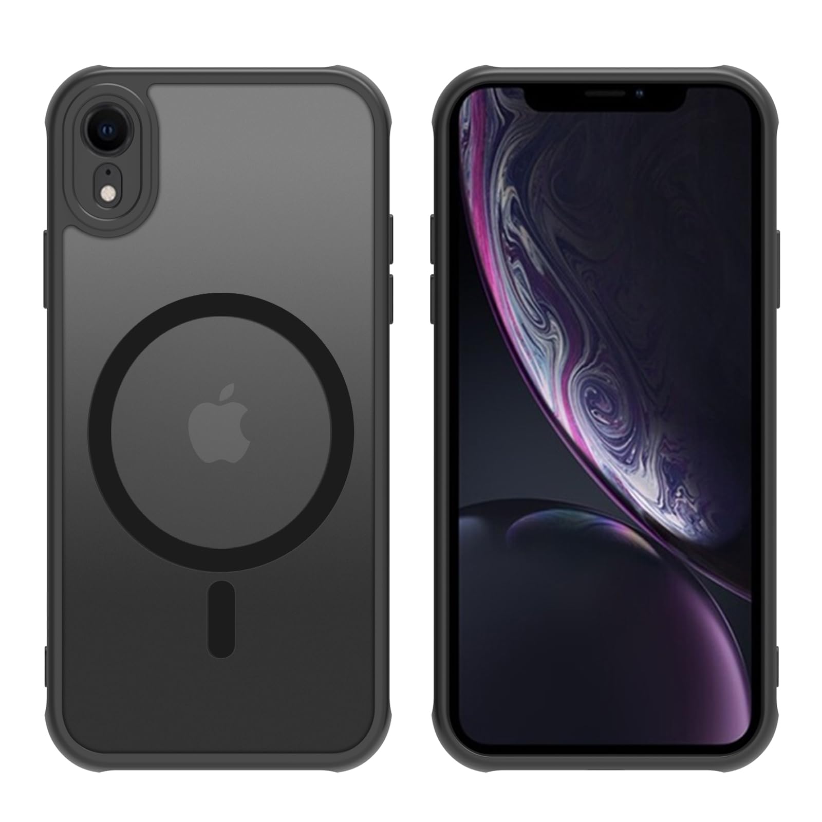 Magnetic for iPhone XR Case [Mil-Grade Drop Protection] [Compatible with Magsafe] Shockproof Slim Translucent Matte Protective Phone Case, Black