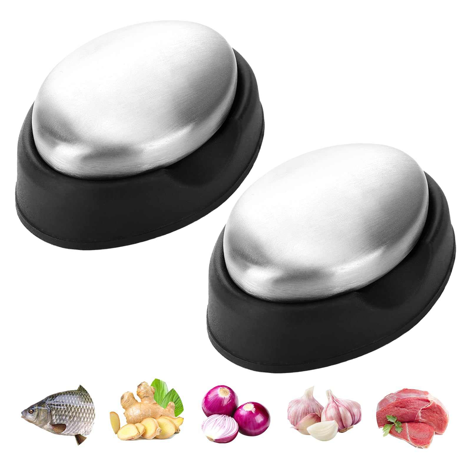 2 sztuki mydła ze stali nierdzewnej z tacką, mydło kuchenne ze stali nierdzewnej, metalowy dezodorant, metal Soapi do usuwania nieprzyjemnych zapachów, mydło ze stali nierdzewnej do dezodoryzacji