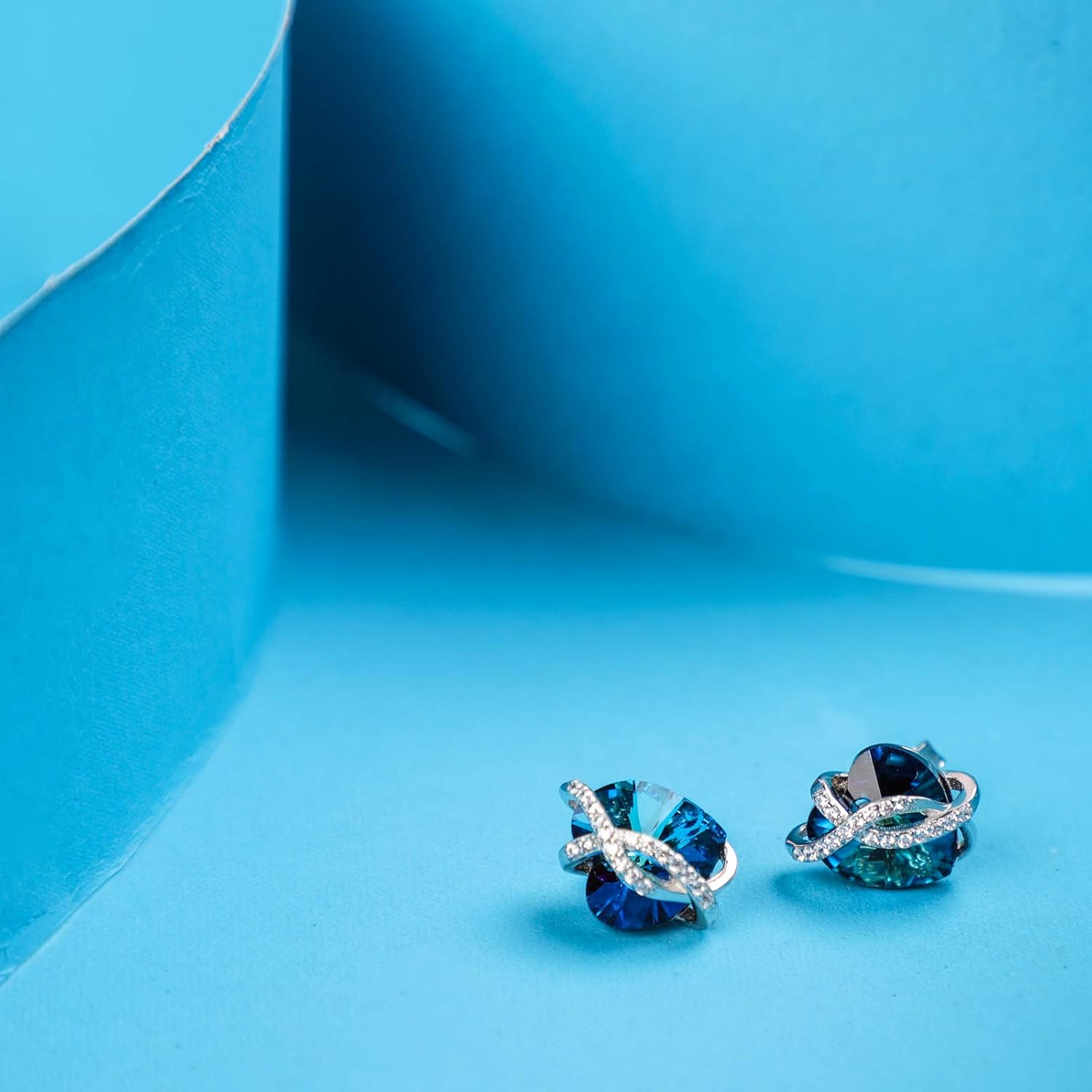 AOBOCO Infinity Heart Earrings Sterling Silver Hoop Earrings Embellished with Crystals from Austria, Hypoallergenic Dangle Drop Earrings, Fine Jewelry Gifts for Women - Image 4