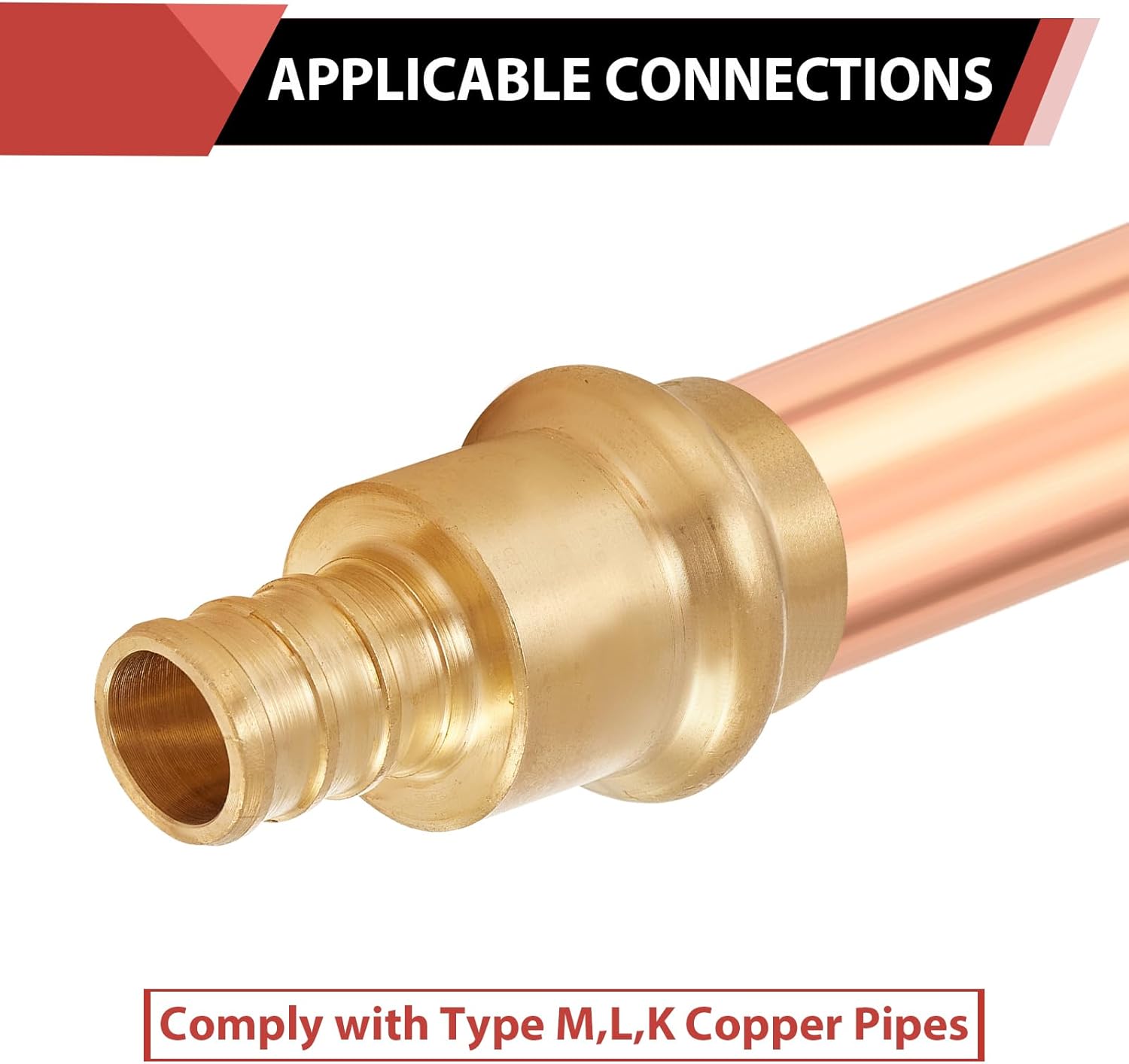 (Pack of 2) EFIELD 1/2" Copper Press X 1/2" PEX Crimp Coupling Brass Adapters For Copper and Pex Pipe Connection, LF Brass,(PEX1807344-2PCS)