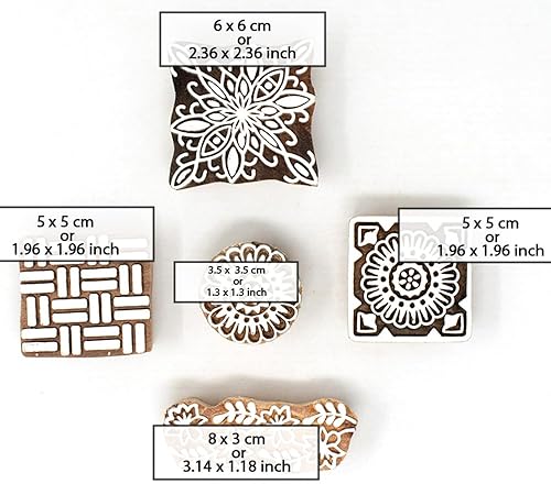Miniatura 10 de Hashcart Sellos de madera de diseño tradicional indio para impresión de bordes de sarivestidosfabricación de tarjetas de manualidades, álbum de