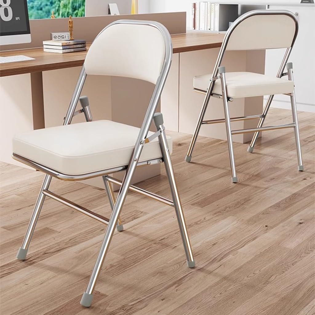Sillas plegables portátiles, asiento y respaldo acolchados, diseño apilable para uso en interiores y exteriores, marco de metal duradero, cómoda construcción tapizada