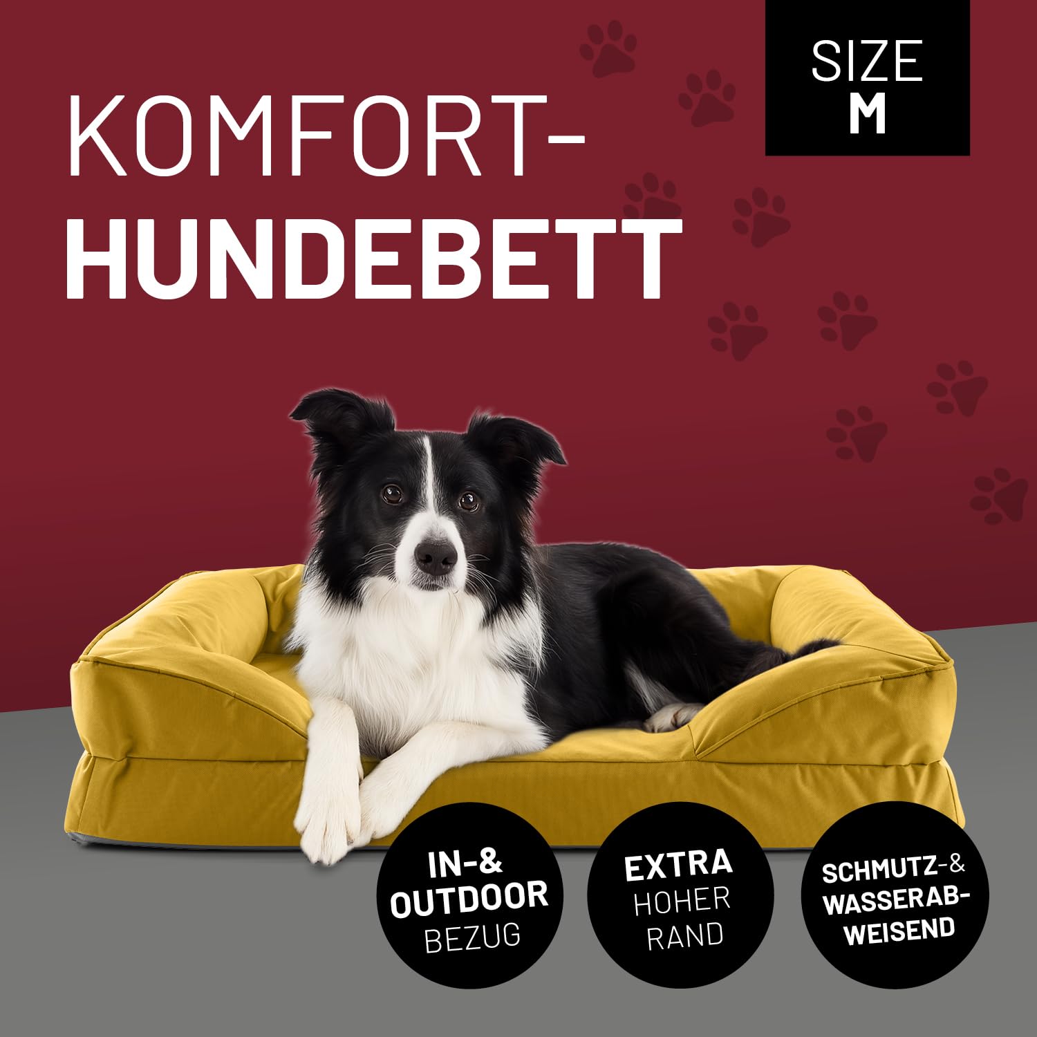 Lumaland orthopädisches Hundebett Outdoor & Indoor | ergonomisches Hundesofa 90x65 cm - ideal für mittelgroße Hunde | Boden rutschfest | Füllung und Bezug waschbar | Hundekörbchen wasserfest