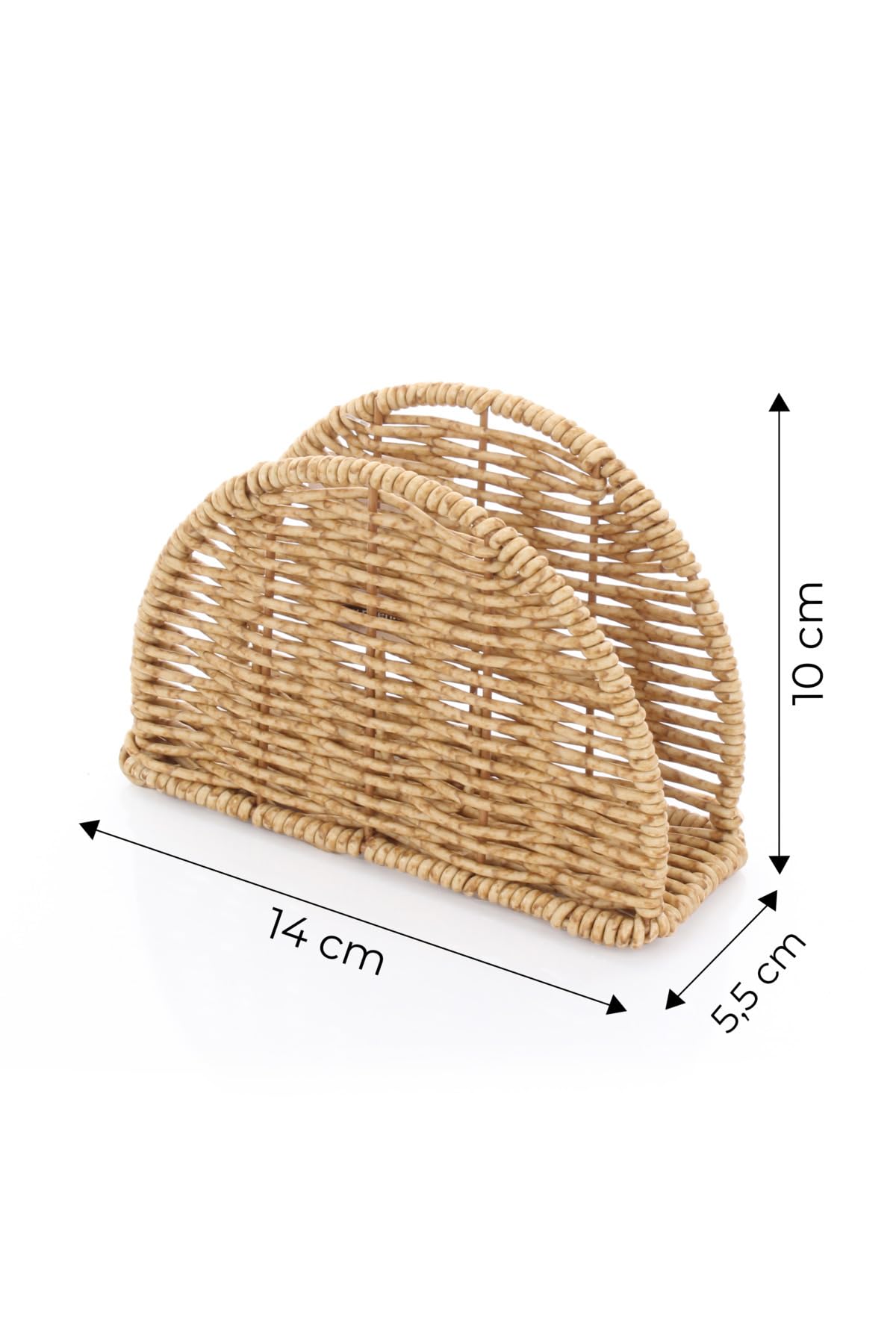 DUFFA Boho El Yapımı Rattan Peçetelik - Masa Üstü ve Mutfak için Doğal Hasır Peçete Tutucu, Bohem Ev Dekoru, Yarım Ay Tasarım Dikey Peçete Standı