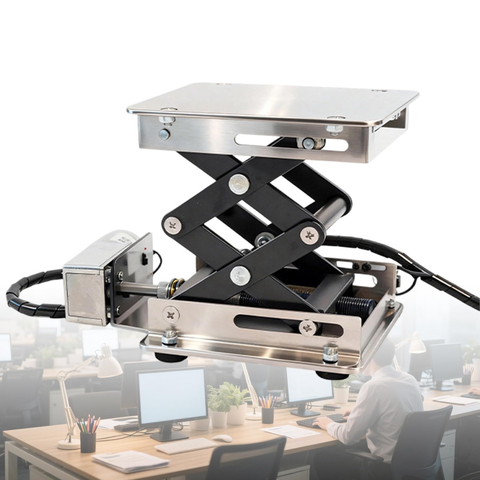 GwlThixion Electric Stainless Steel Lifting Platform, Electric Lifting Platform with Adjustable Stainless Steel Laboratory Support, for Industrial Production Heavy-Duty Equipment 100 * 100MM