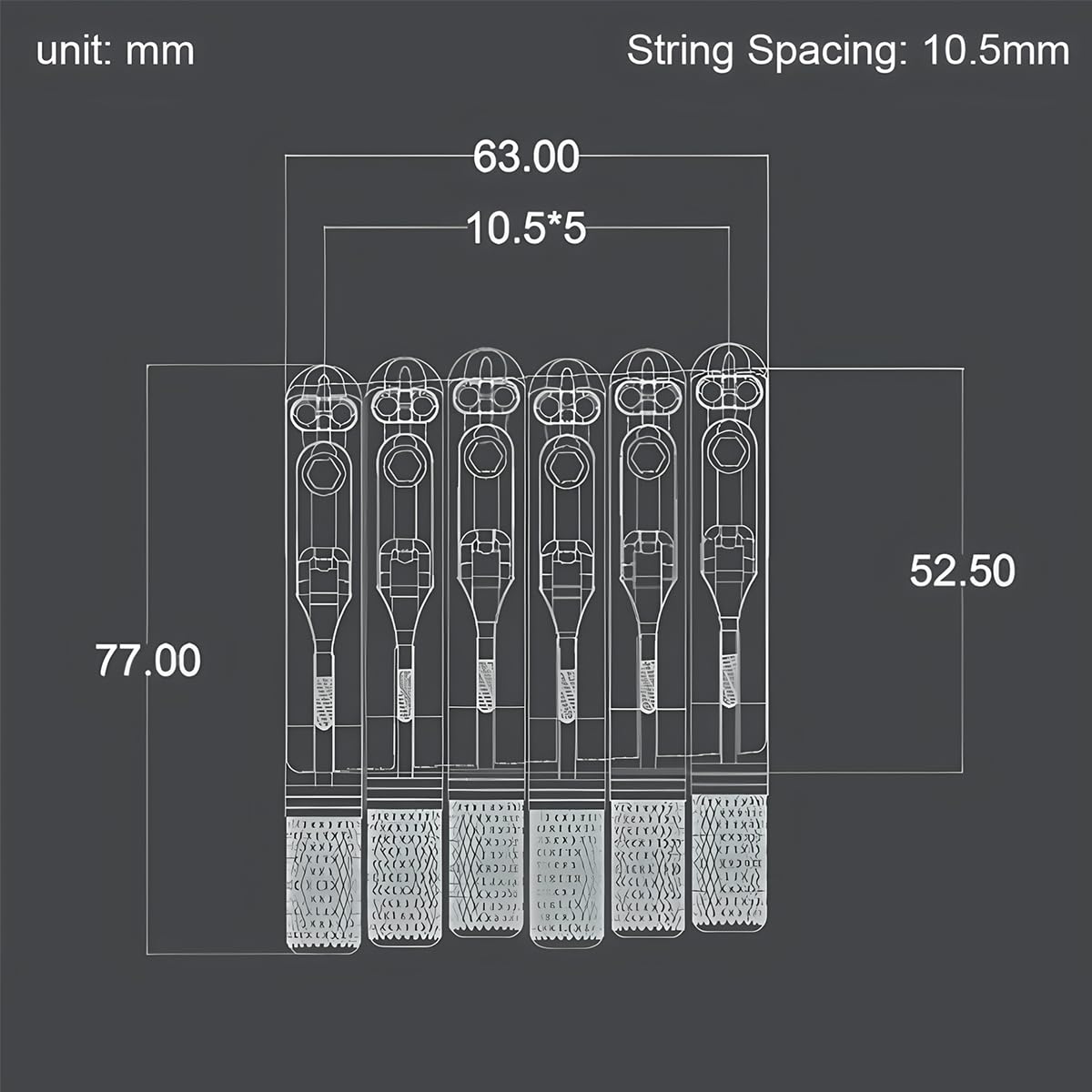 Grobo Cordal De Puente De Guitarra Eléctrica Sin Cabeza De 6 Cuerdas De 10,5 Mm, Dispositivo De Bloqueo De Cuerda Fija De Guitarra, Negro