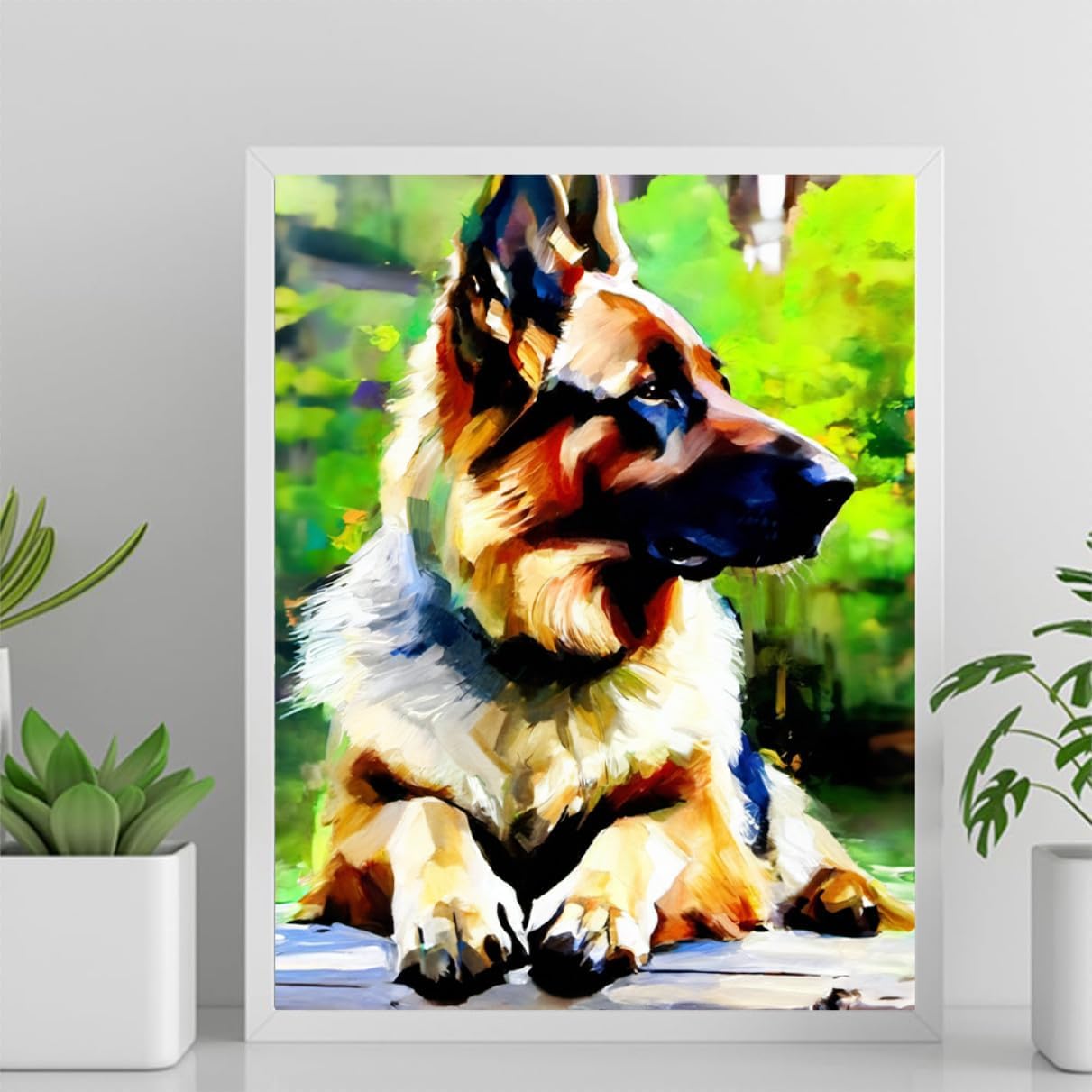 DIY Paint by Numbers German Shepherd Dog on Canvas Painting Kits for Adult, Beginner Oil Painting Kits Gift 20x24inch(50x60cm) Frameless