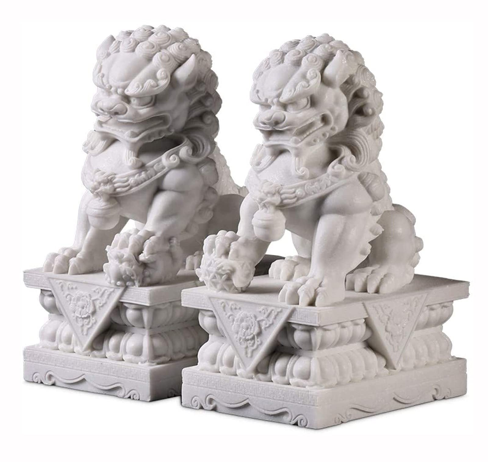 Amazon.co.jp: 風水獅子像 風水の石の守護ライオンのペア、北京フー犬  