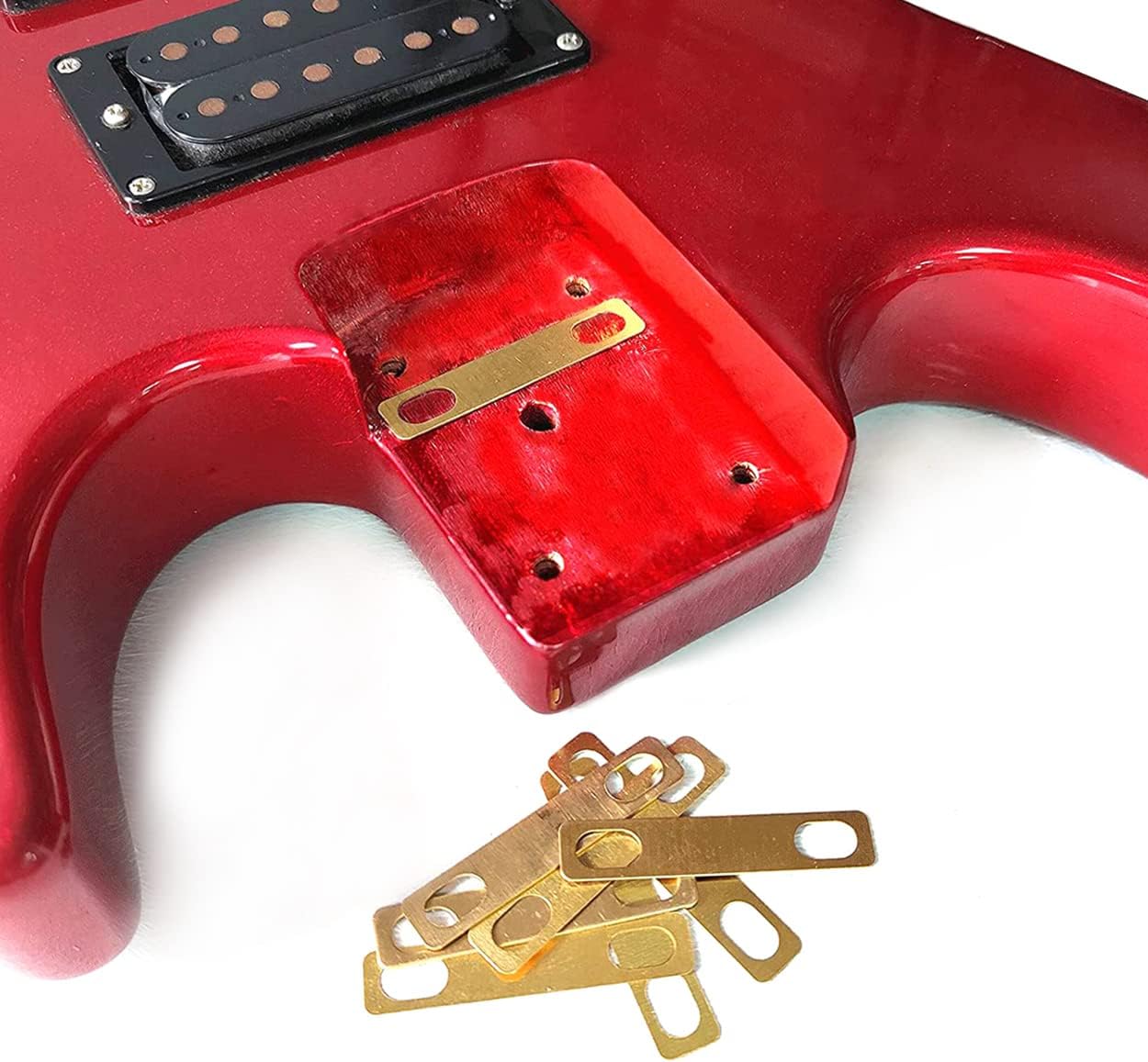 Alnicov 8PCS Guitar Neck Shims 4x 0.2mm,2x 0.5mm and 2x 1mm Thickness Brass Shims for Guitar & Bass Bolt-on Neck Repair,Gold - Image 5