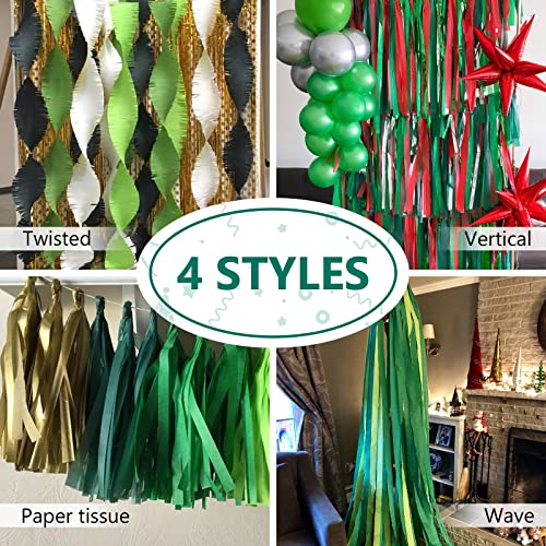 Image of PartyWoo Green & Gold Crepe Paper Streamers, 4 Rolls (328ft), 1.8 Inch x 82 Ft /Roll, Pack of 2 (Green, Gold) for Party, Wedding, Birthday, Baby Shower Decorations