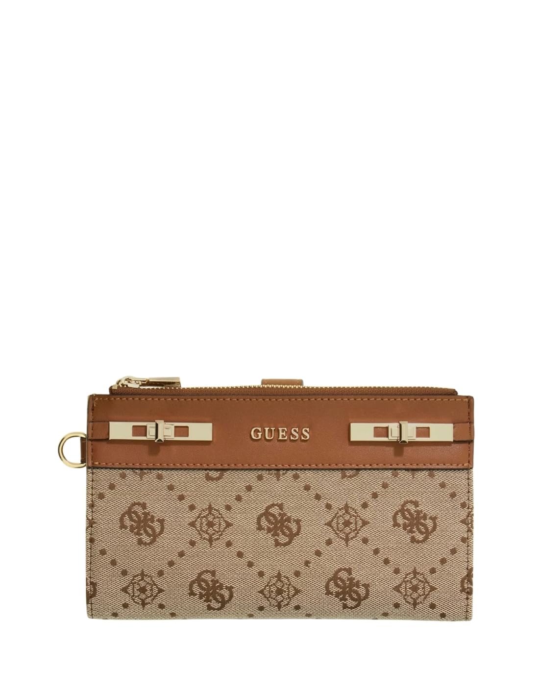 GUESS portafoglio Melinda Logo SLG Double Zip Organizer Latte Logo marrone chiaro