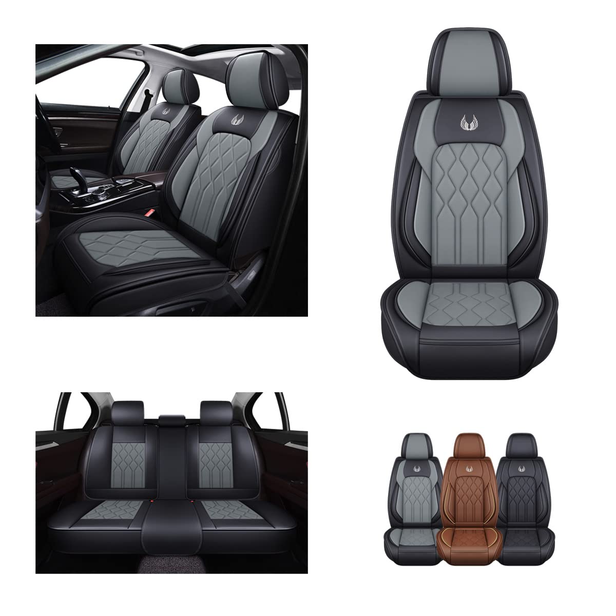 Coprisedili Auto Universali In Pelle Impermeabile, Set Completo 5 Posti Anteriori E Posteriori, Per Berlina SUV Furgone