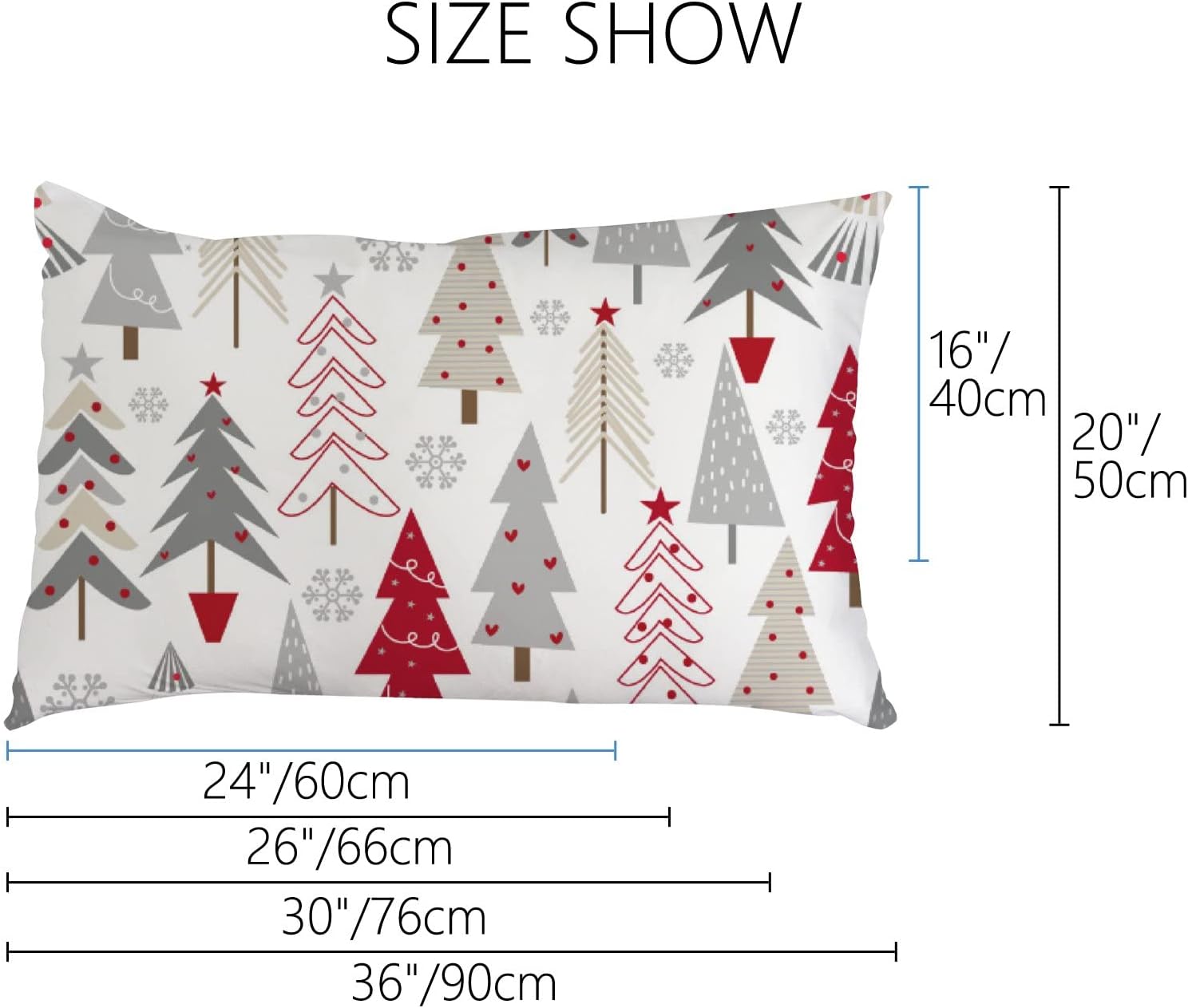 Christmas Red Grey Trees 2 Pack Soft Pillow Cases King Size Microfiber Pillowcases with Hidden Zipper Cozy Breathable Pillow Covers for Bed Sofa (20x36 Inches)