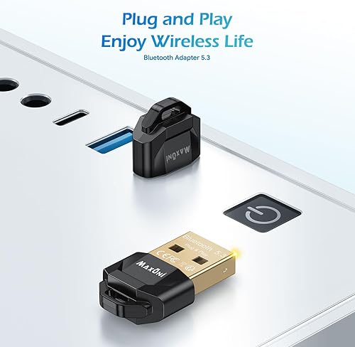 Miniatura 5 de Adaptador Bluetooth para PC 5.3, Maxuni USB Bluetooth Dongle 5.3 EDR adaptador para portátil, teclado, ratón, auriculares, altavoces, Bluetooth de