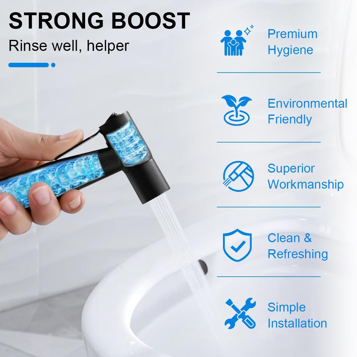 Handheld Bidet Sprayer for Toilet, Stainless Steel Handheld Sprayer Kit with Bidet Hose for Feminine Wash, Bidet Attachment for Toilet - Adjustable Water Pressure Control & Easy to Install (Black)