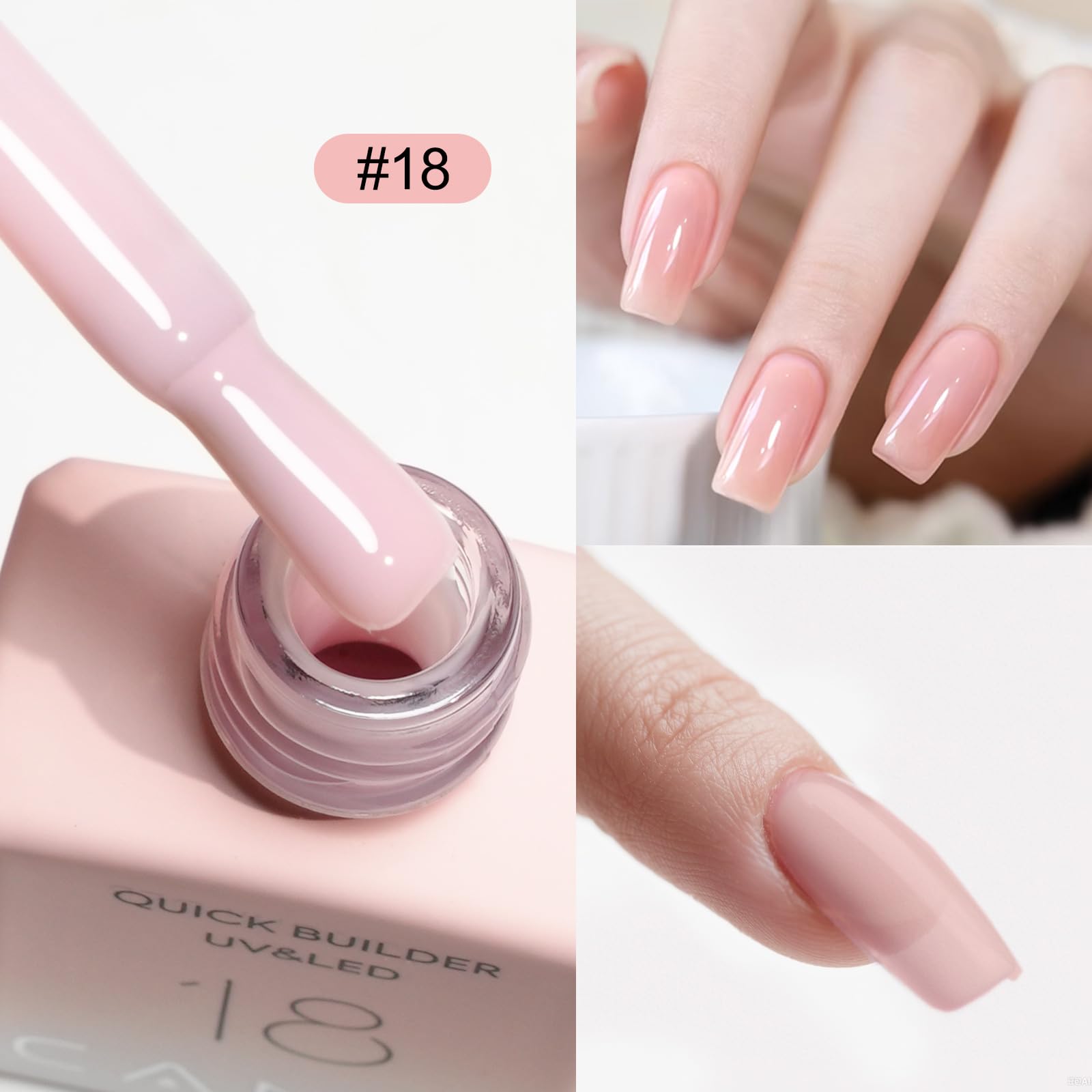 CANNI Gel Construction Ongle UV Quick Builder Gel natur couleur Rose doux Soft Pink Vernis Gel UV Semi Permanent pour Réparation de Manucure Kit Manucure Nail Extension