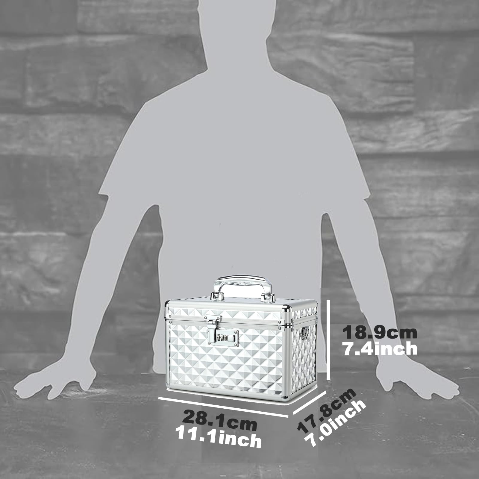 Aufbewahrungsbox mit Kombination, abschließbare Medizin-Aufbewahrungsbox, leerer Erste-Hilfe-Kasten, Sicherheitsschlossbox, Medikamenten-Organizer, Mehrzweck-Verriegelungsbox (Silber,