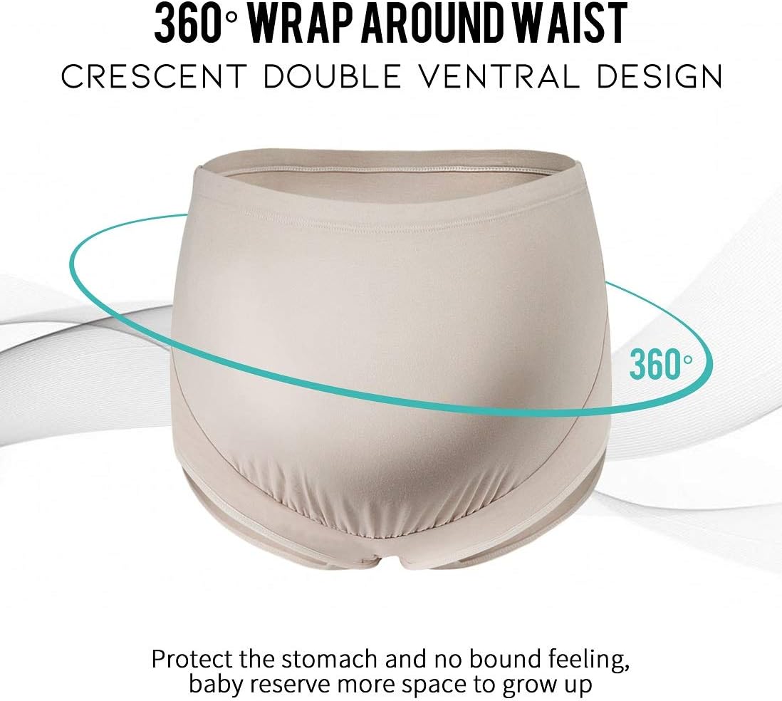 Mama Cotton Women's Over The Bump Maternity Panties High Waist Full Coverage Pregnancy Underwear Multi-Pack (S-4XL) - Image 5