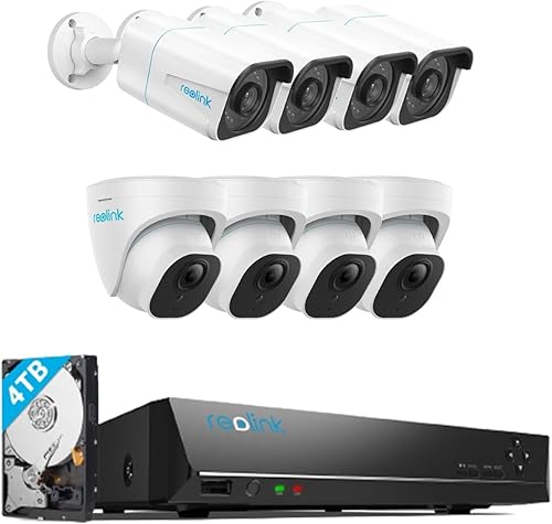 REOLINK Sistema de cámara de seguridad 4K, 8 cámaras de seguridad H.265 4K PoE cableadas con detección de vehículos personales, NVR de 8MP/4K 16CH