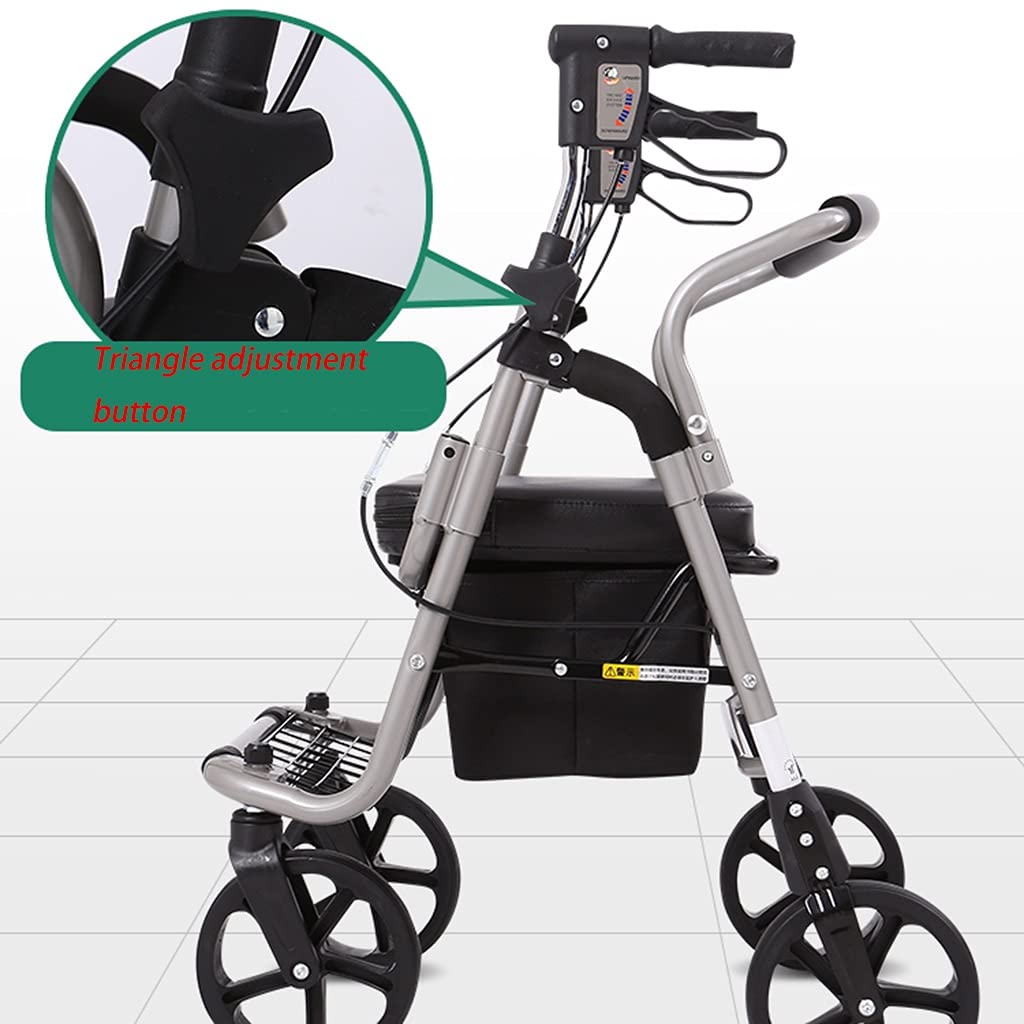 Rollators składany rollator, 4 kółka, chodzik mobilny z regulowanym uchwytem, odpinana torba do przechowywania, lekka pomoc w chodzeniu dla osób starszych