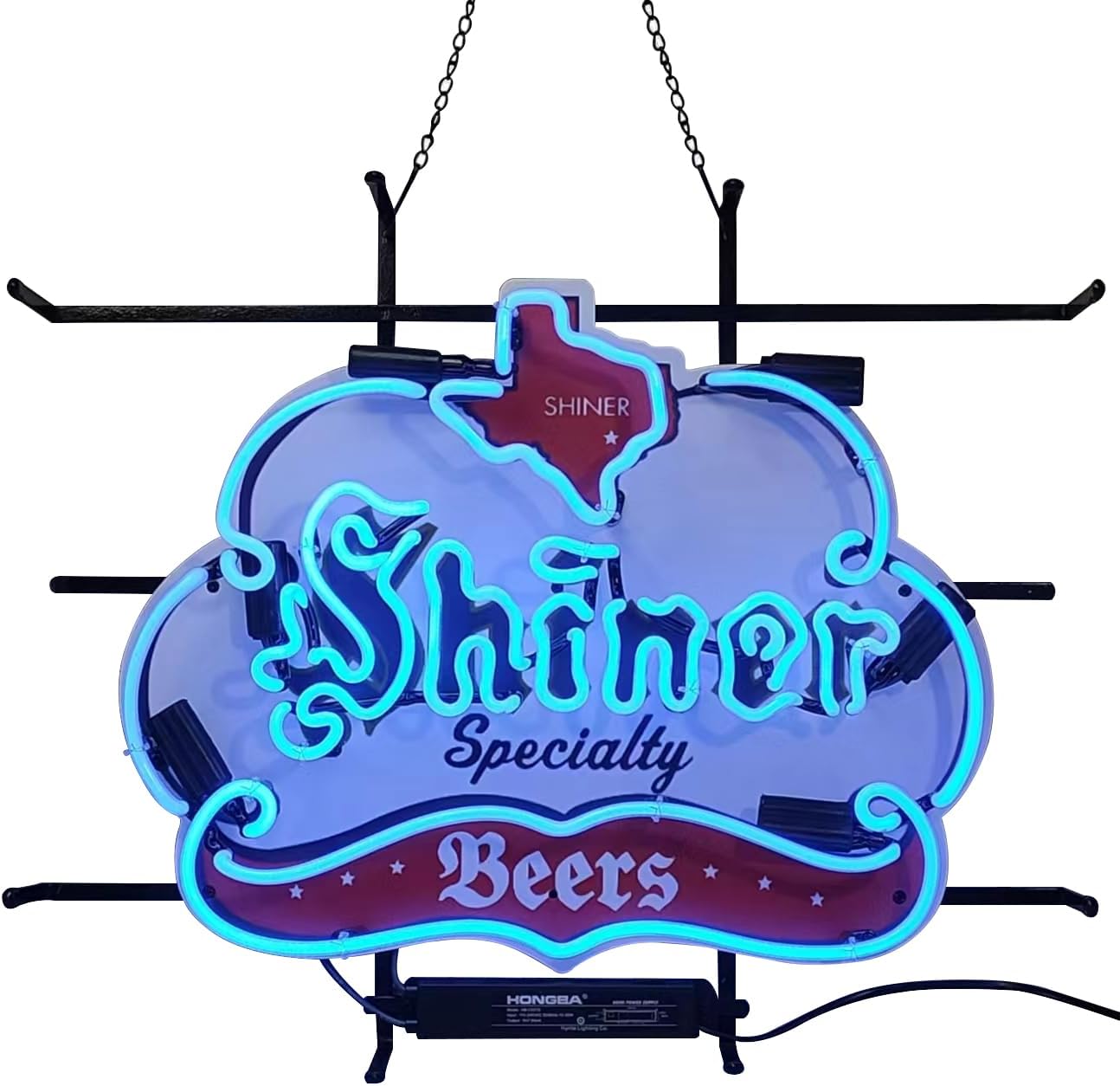 24×20" Glass Neon Wall Sign, Compatible For Shiner Beer, Neon Light Decor for Bar, Cafe, Bedroom, Man Cave & Party