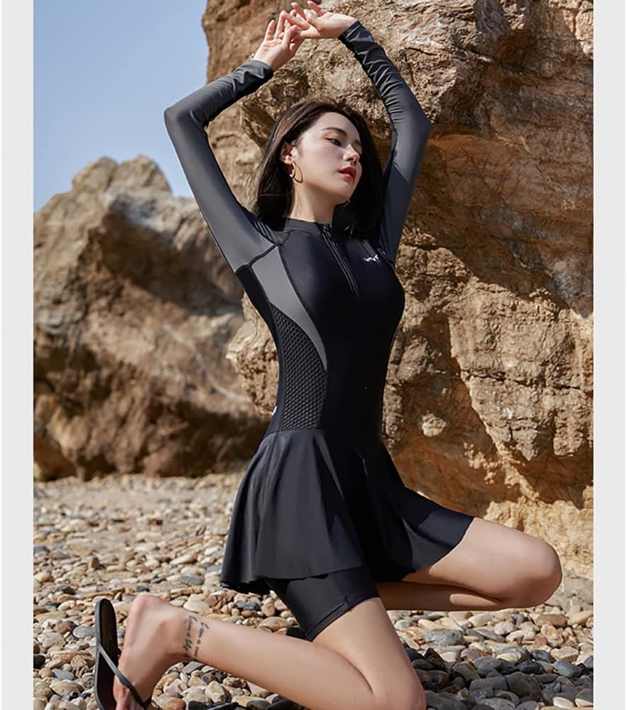 [KAIXR] フィットネス水着 レディース ワンピース 体型カバー ジム用 大きいサイズ スクール水着 学生 競泳水着 練習用 シ